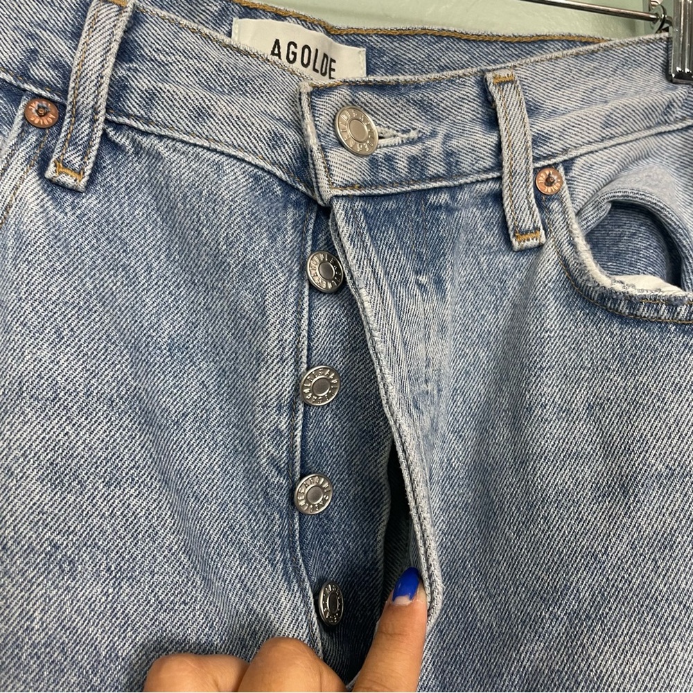 Agolde 90’s Jeans Straight Leg Blue Size 27 - Picture 3 of 11